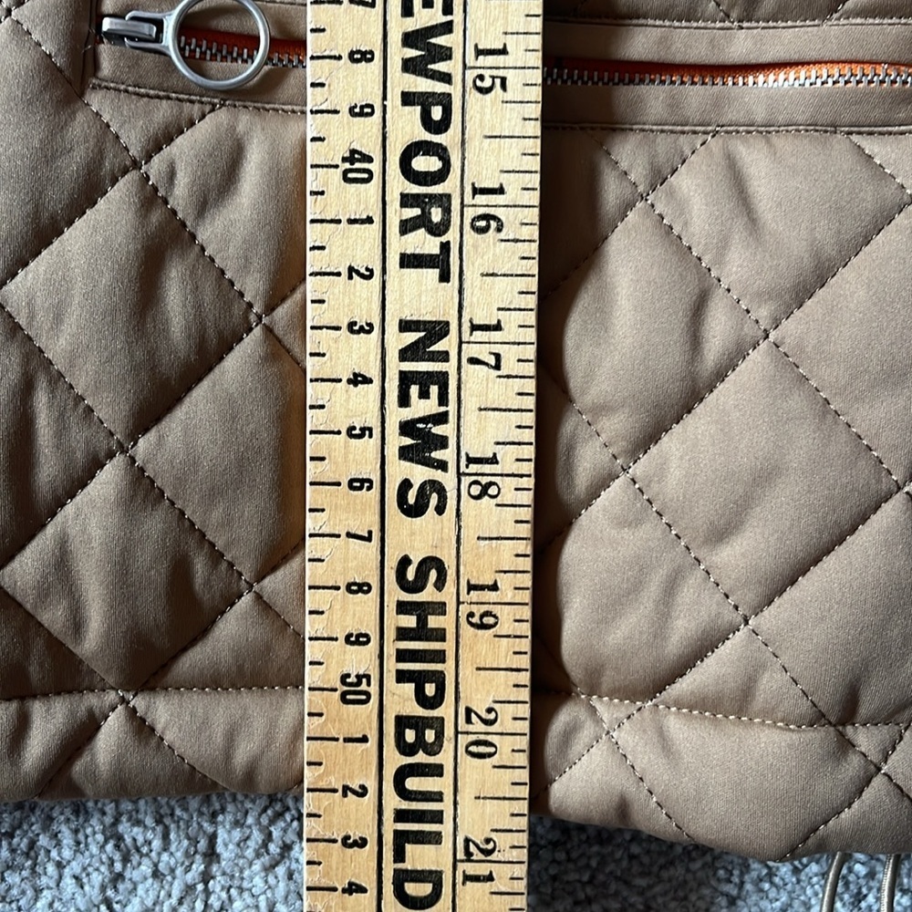 Anthropologie Avec Les Filles Tan & Orange Cropped Quilted Jacket S - Picture 10 of 11